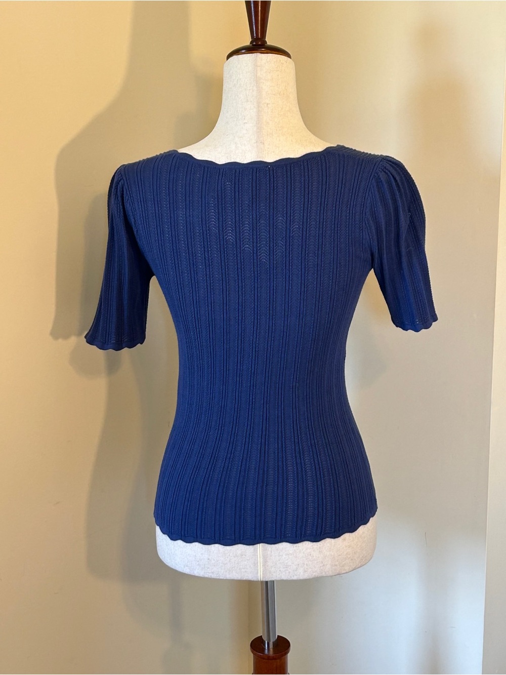 NWT Sézane CLOE Washed Blue Fancy Knit V-Neck Top 🇫🇷!! - Picture 4 of 9